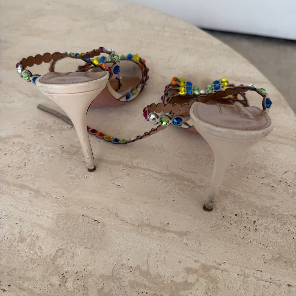 AQUAZZURA Tequila Crystal Embellished Sandals Rainbow 38 - Picture 5 of 6